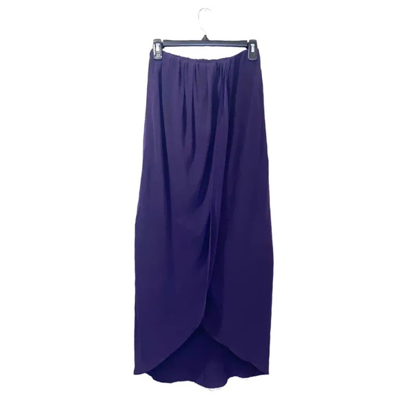 Olivaceous 100% silk layered plum maxi skirt - Picture 10 of 16